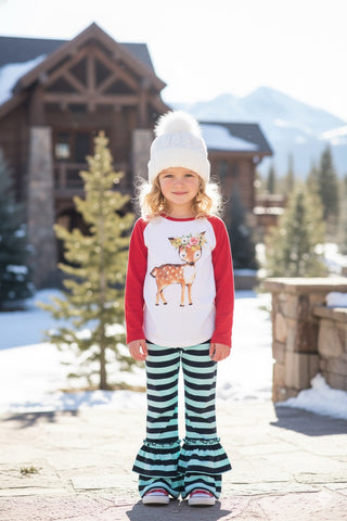 Oh Deer top & ruffle bottoms