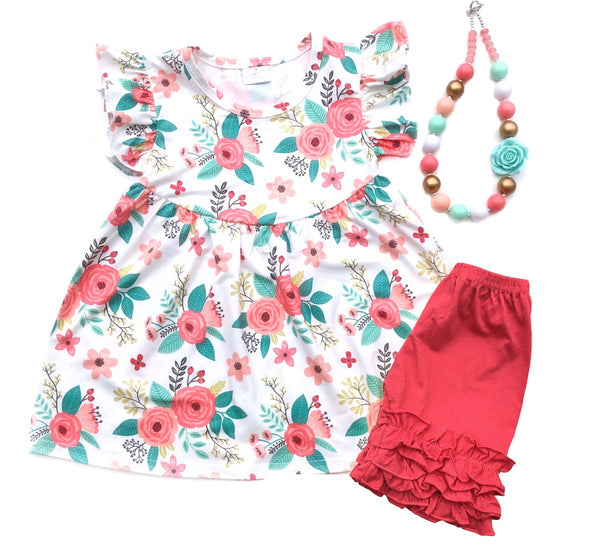 Watercolor floral tunic & shorts